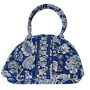 Vera Bradley Eloise Shoulder Bag Purse Blue Lagoon Kiss Lock Bag Blue Floral